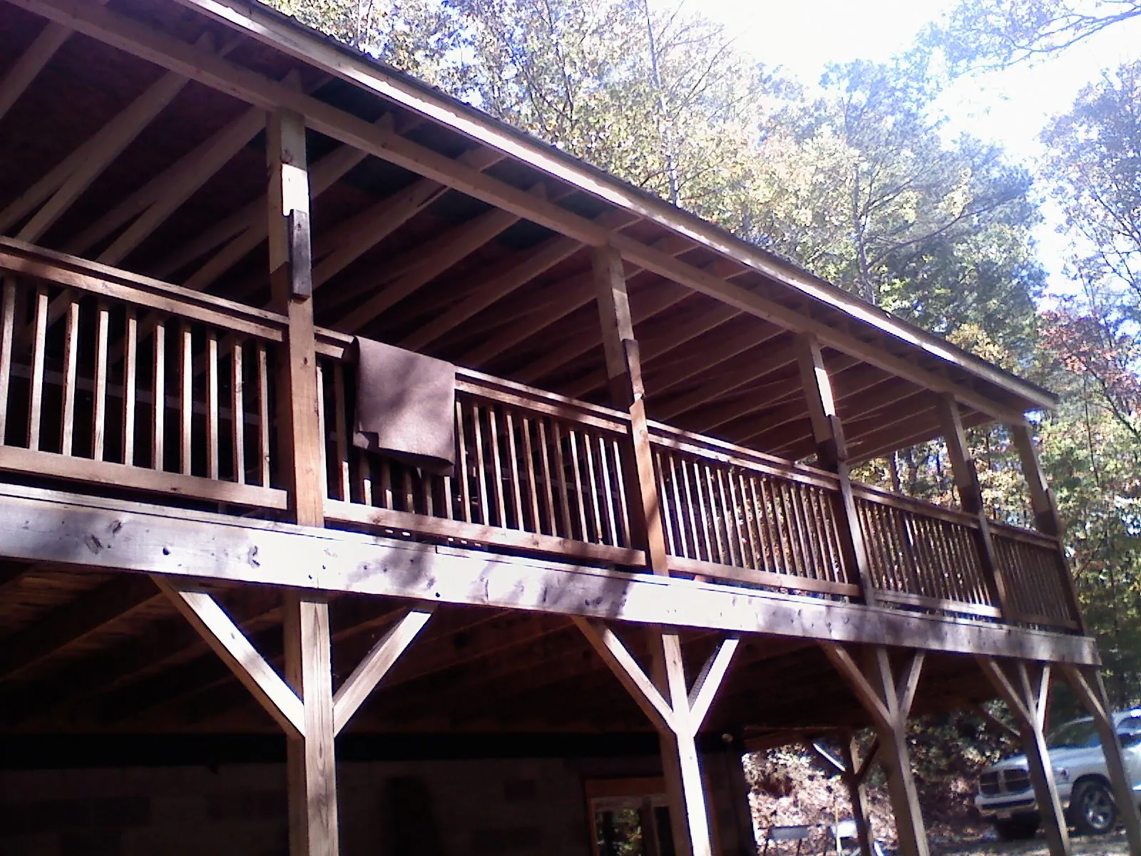 Timber framing under a new elevated porch and deck — Roof Leak Repair in West Milford by Roofing Brothers